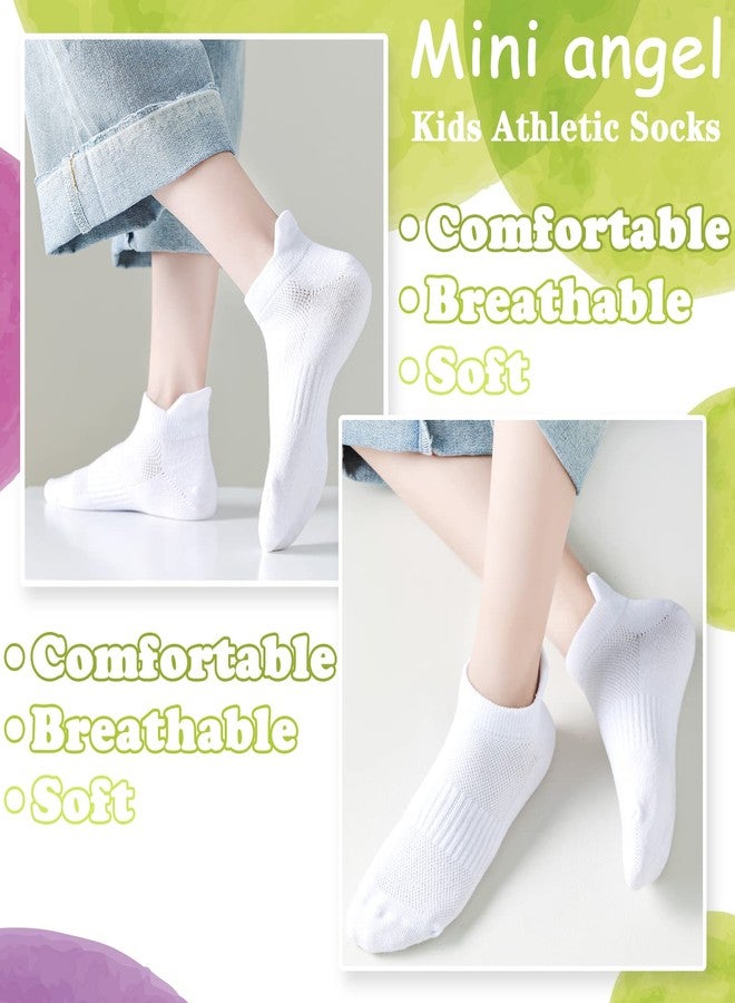 Mini angel Boys Athletic Socks Kids Low Cut Socks 6 Pack Mesh Cotton Ankle Socks Heel Tab Sports Socks for 4-7 Years Youth Girls (White, S) - Image 2